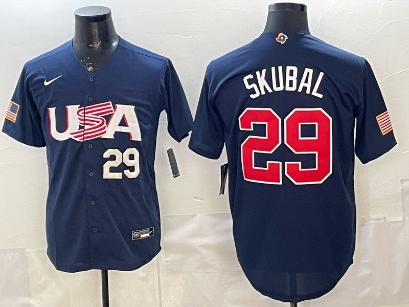 Men 2026 World Cub USA #29 Skubal Blue Nike MLB Jersey style 003
